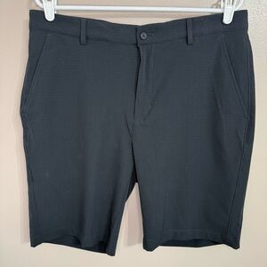 Greg Norman Black Pattern Flat Front Golf Shorts Elastic Lightweight Mens 34